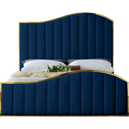 Jolie Navy Velvet Queen Bed