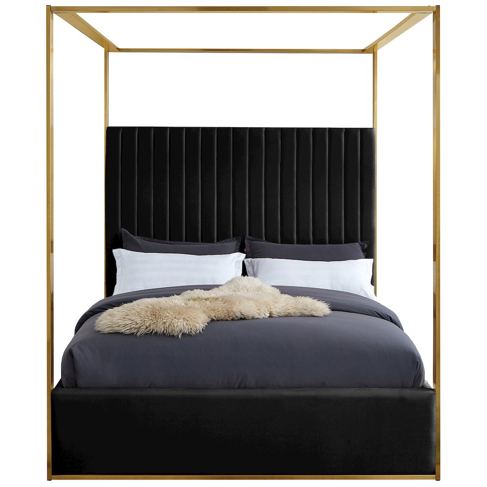 Jones Black Velvet Queen Bed