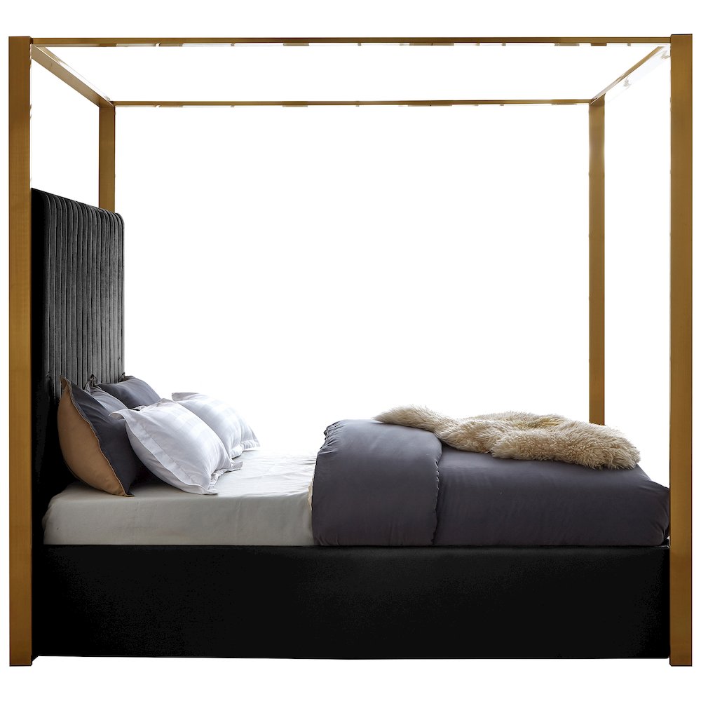 Jones Black Velvet Queen Bed