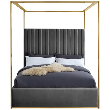 Jones Grey Velvet King Bed