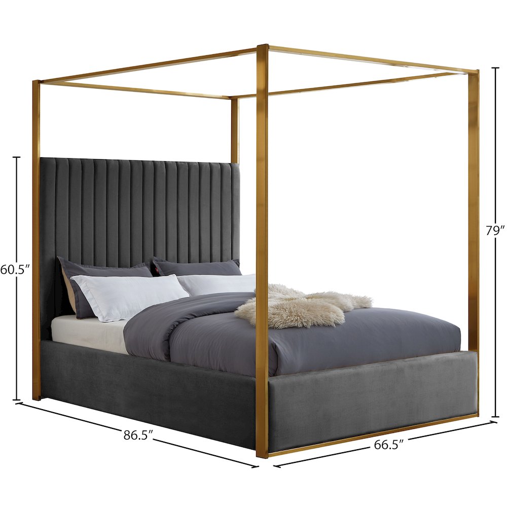 Jones Grey Velvet Queen Bed