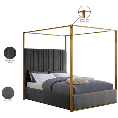 Jones Grey Velvet Queen Bed