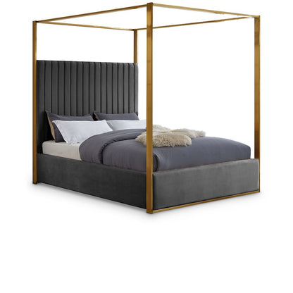 Jones Grey Velvet Queen Bed