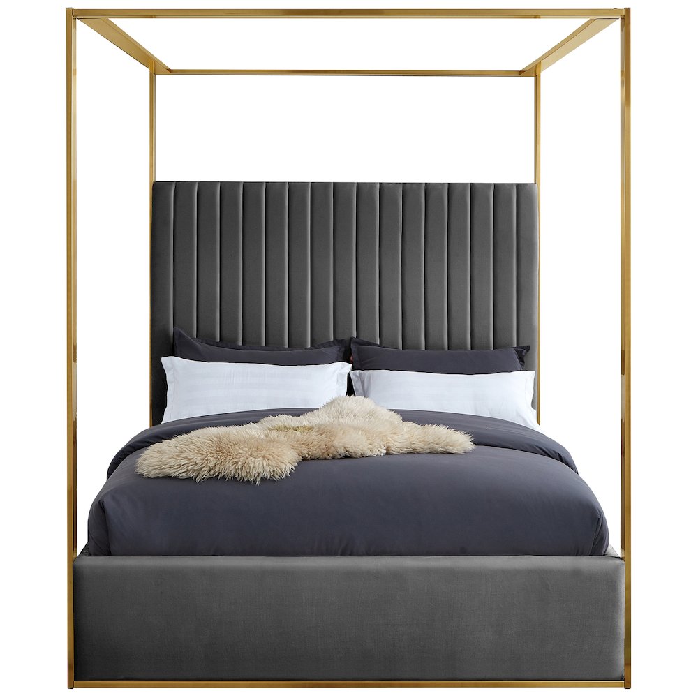 Jones Grey Velvet Queen Bed