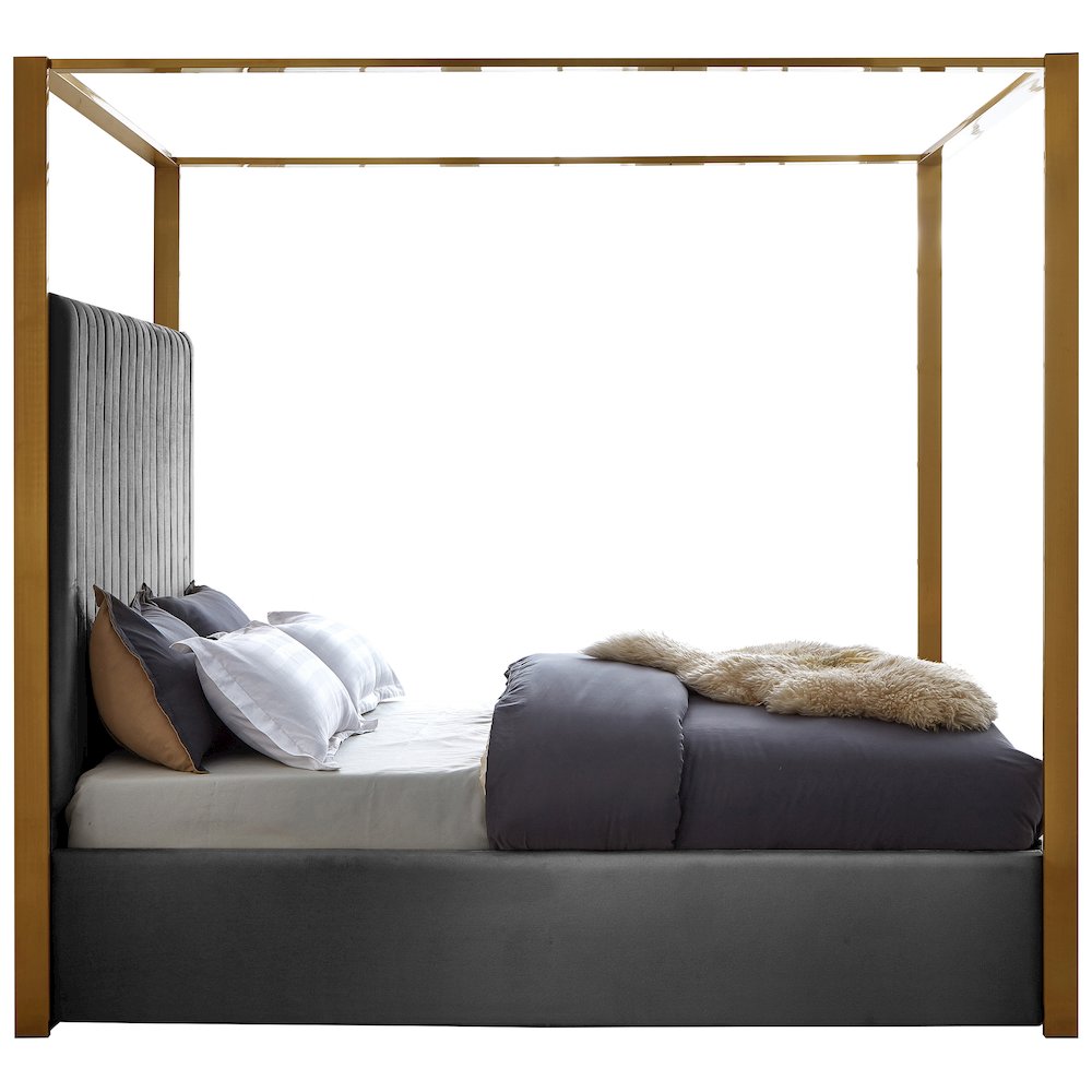 Jones Grey Velvet Queen Bed