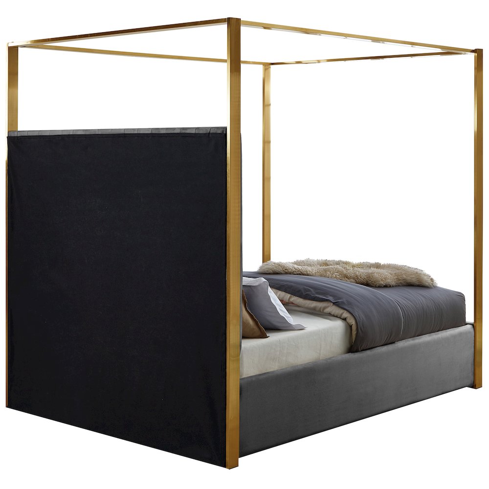 Jones Grey Velvet Queen Bed
