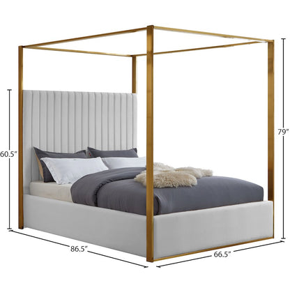 Jones White Vegan Leather Queen Bed