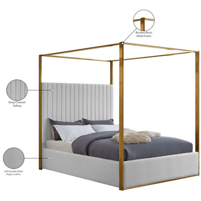Jones White Vegan Leather Queen Bed