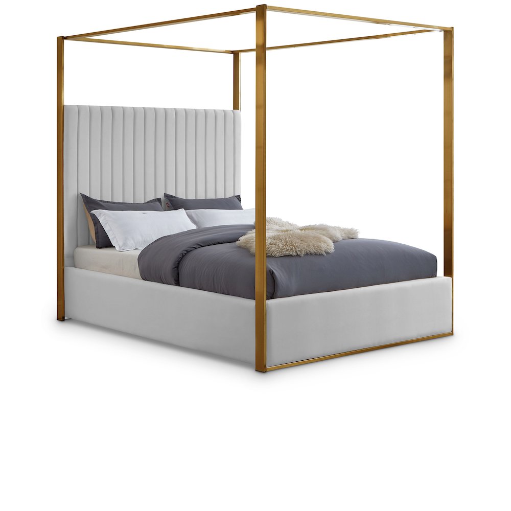 Jones White Vegan Leather Queen Bed