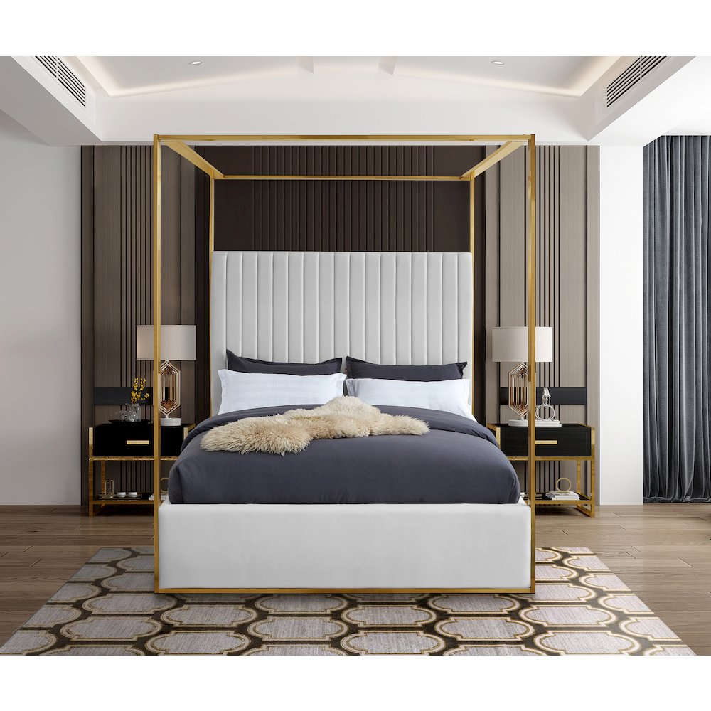 Jones White Vegan Leather Queen Bed