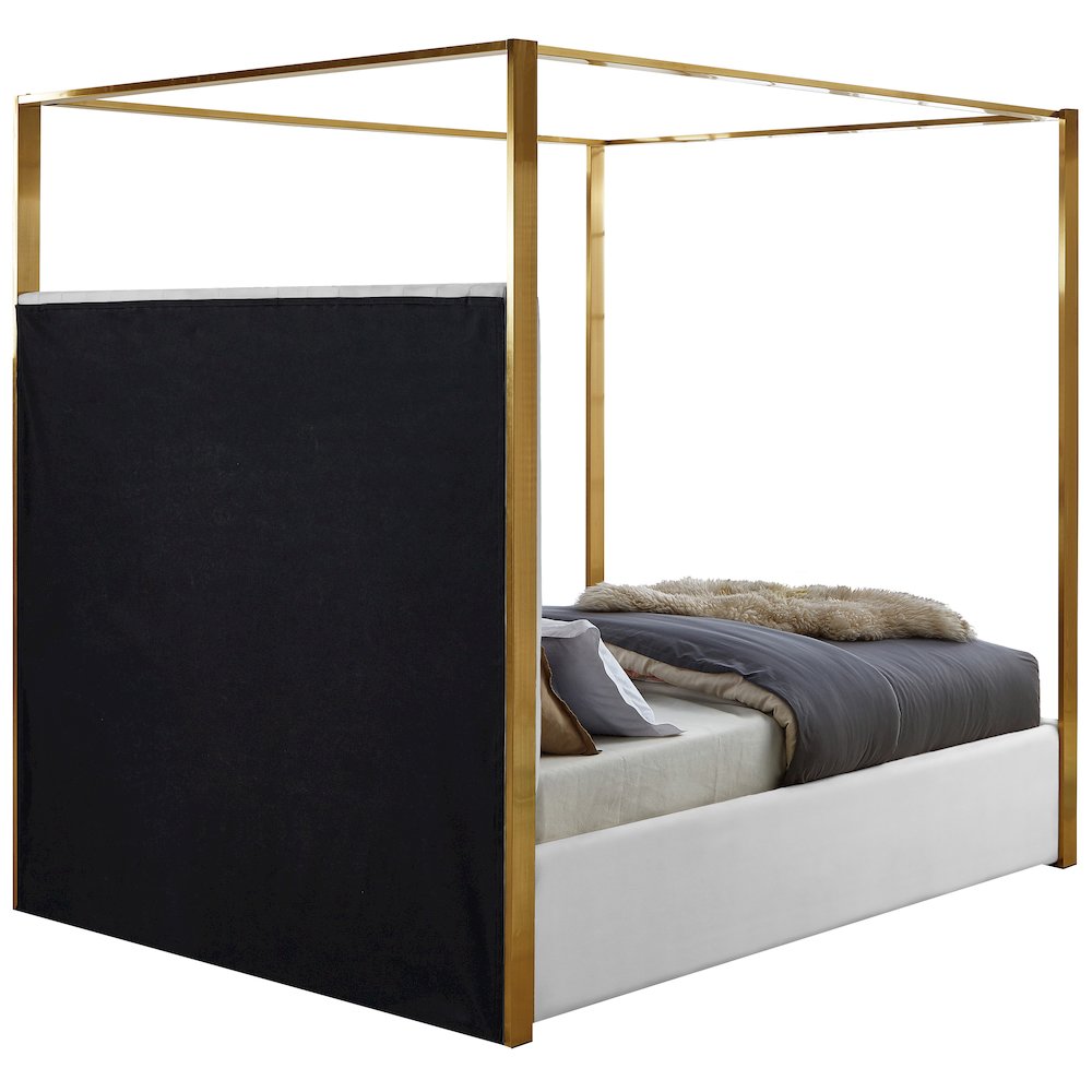 Jones White Vegan Leather Queen Bed