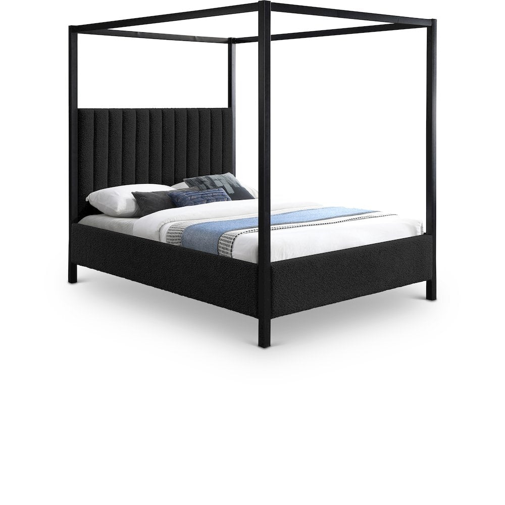 Kelly Black Boucle Fabric King Bed