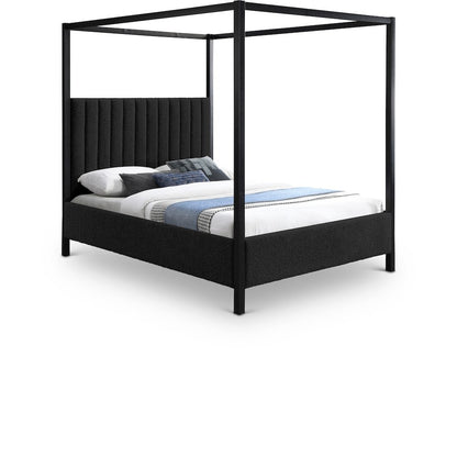 Kelly Black Boucle Fabric King Bed