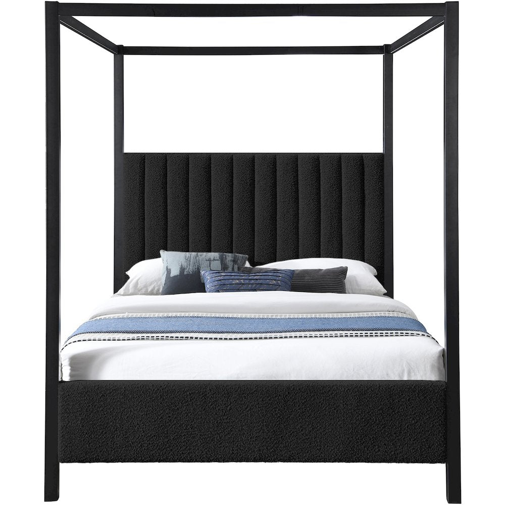 Kelly Black Boucle Fabric King Bed