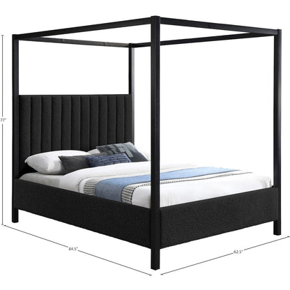 Kelly Black Boucle Fabric Queen Bed
