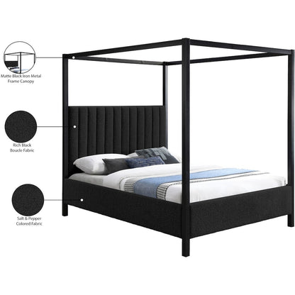 Kelly Black Boucle Fabric Queen Bed