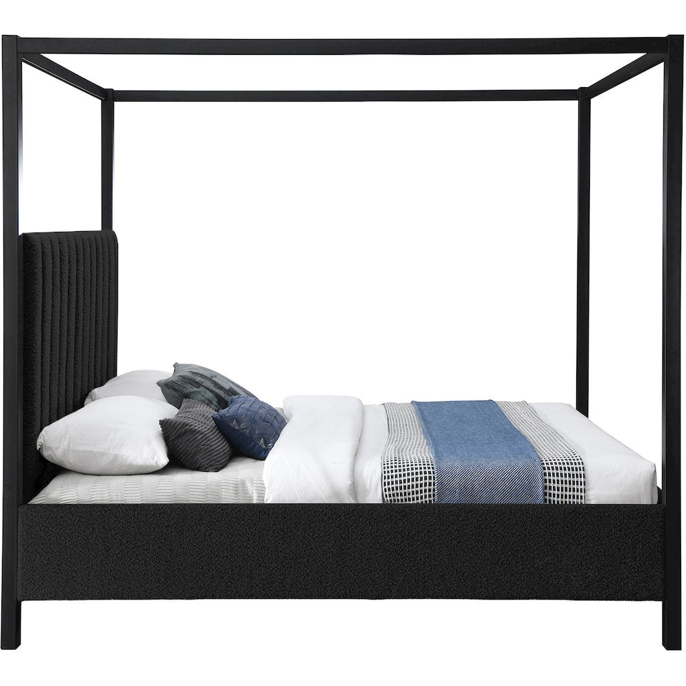 Kelly Black Boucle Fabric Queen Bed