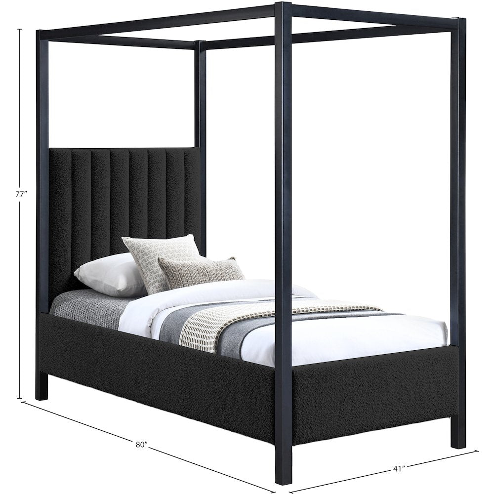 Kelly Black Boucle Fabric Twin Bed