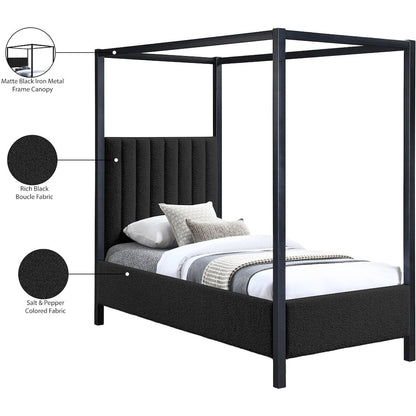 Kelly Black Boucle Fabric Twin Bed