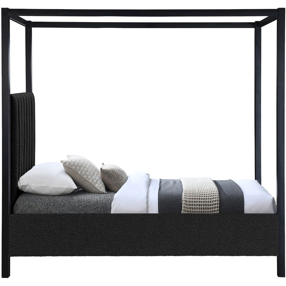 Kelly Black Boucle Fabric Twin Bed