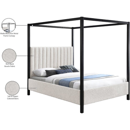 Kelly Cream Boucle Fabric King Bed