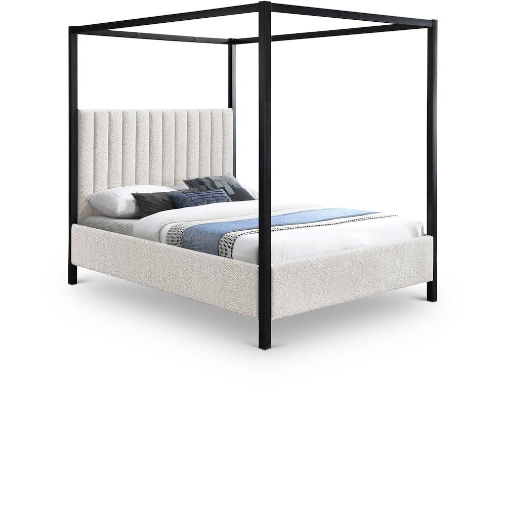 Kelly Cream Boucle Fabric King Bed