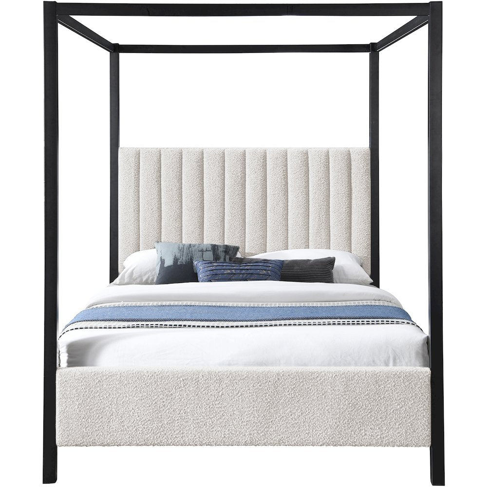 Kelly Cream Boucle Fabric King Bed