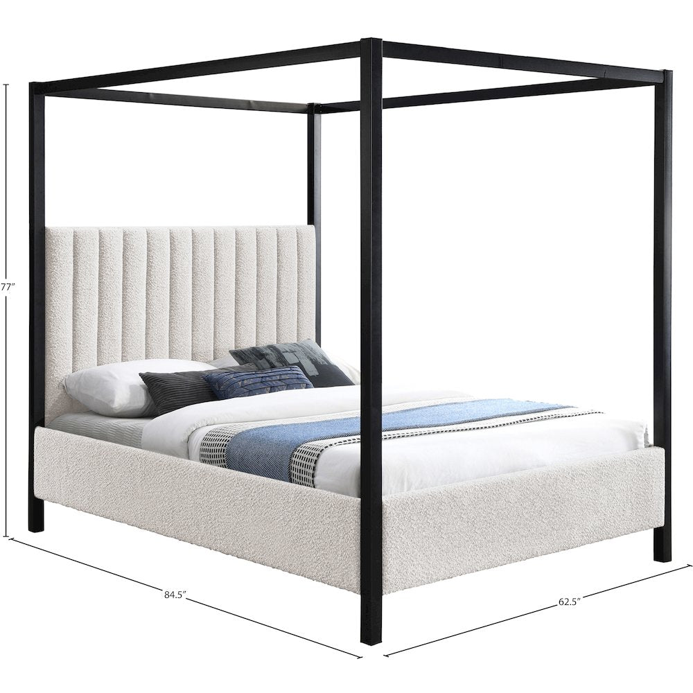 Kelly Cream Boucle Fabric Queen Bed
