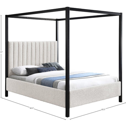 Kelly Cream Boucle Fabric Queen Bed