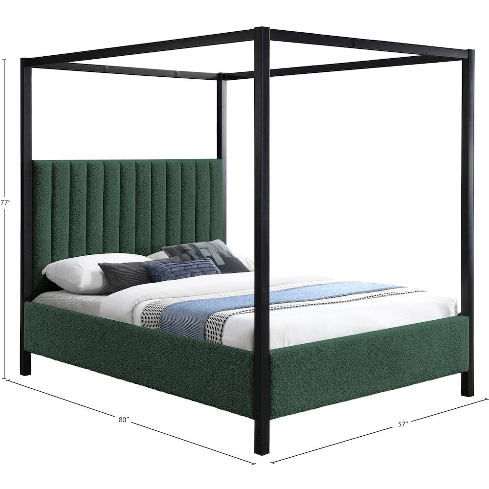 Kelly Green Boucle Fabric Full Bed