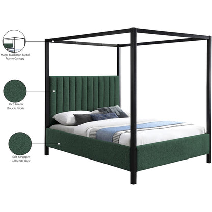 Kelly Green Boucle Fabric Full Bed