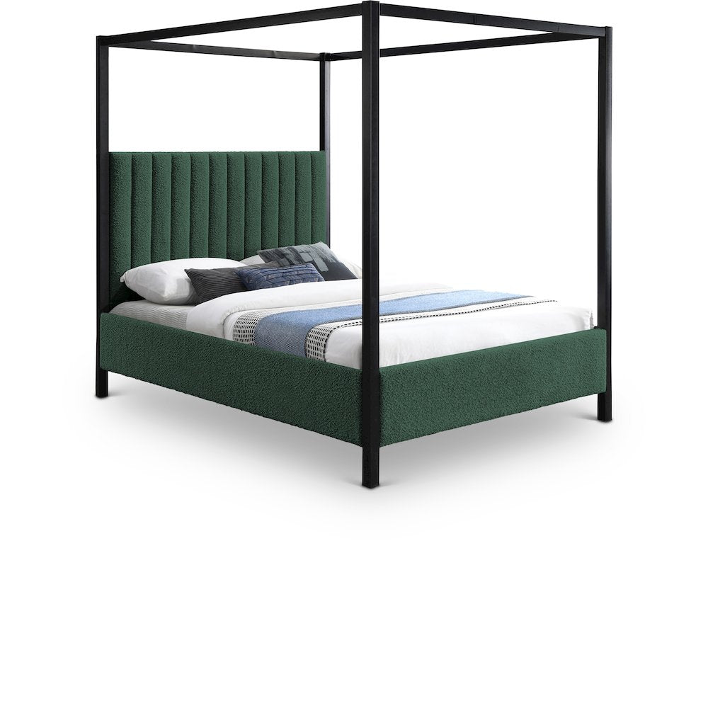Kelly Green Boucle Fabric Full Bed