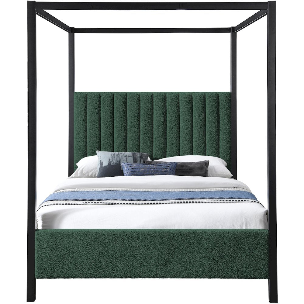 Kelly Green Boucle Fabric King Bed