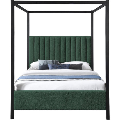 Kelly Green Boucle Fabric King Bed