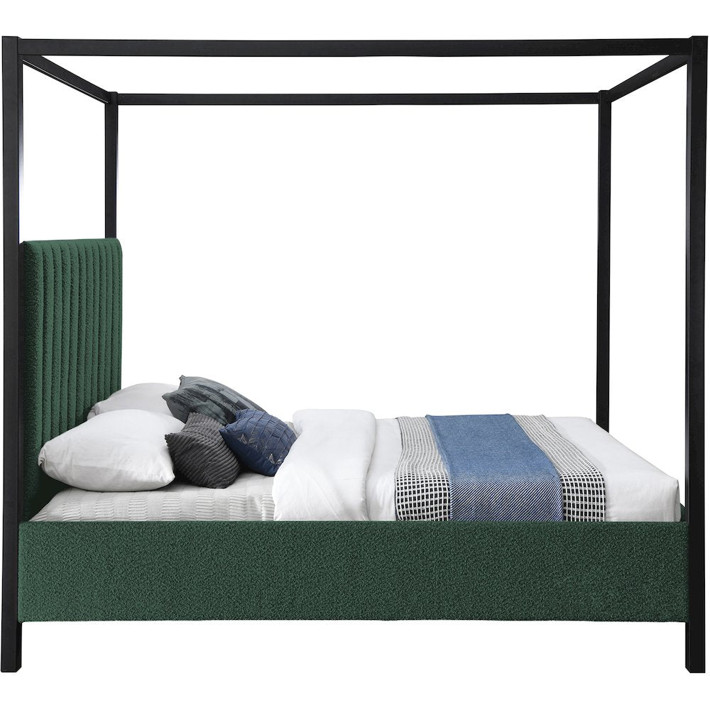 Kelly Green Boucle Fabric King Bed