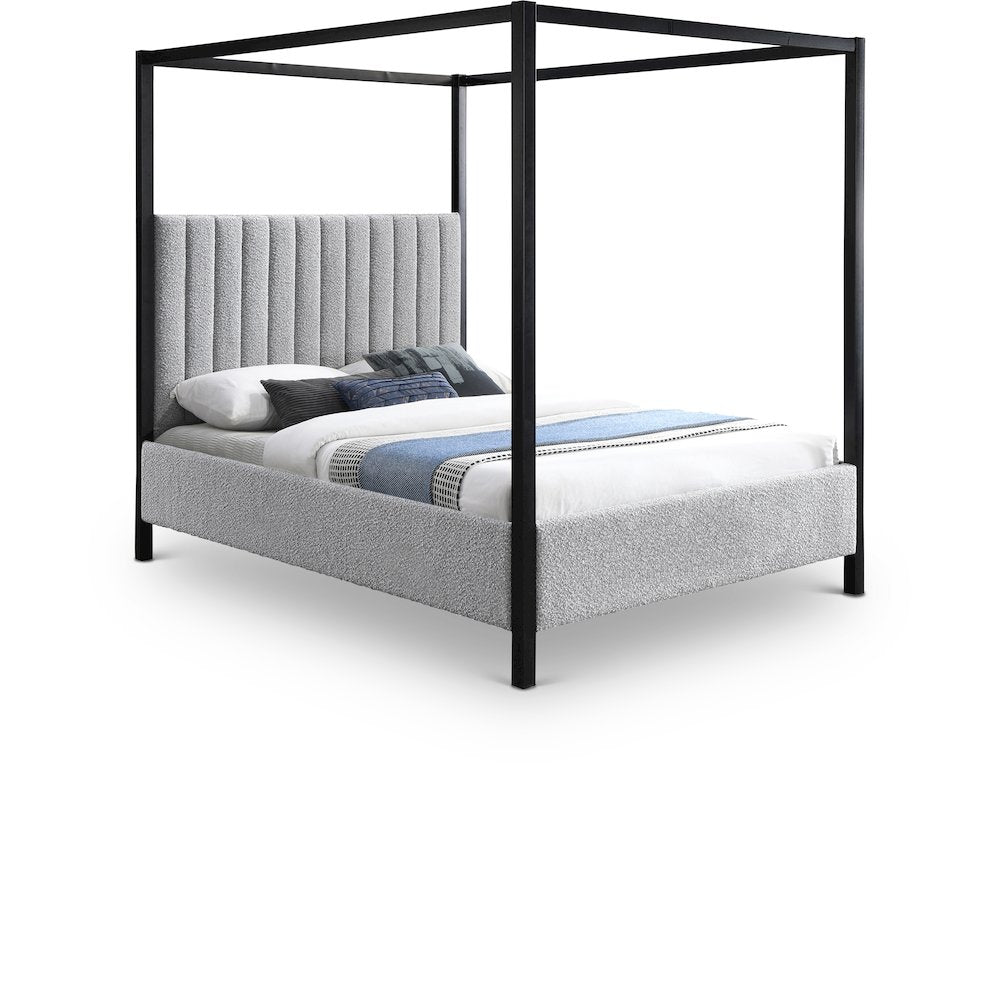 Kelly Grey Boucle Fabric King Bed