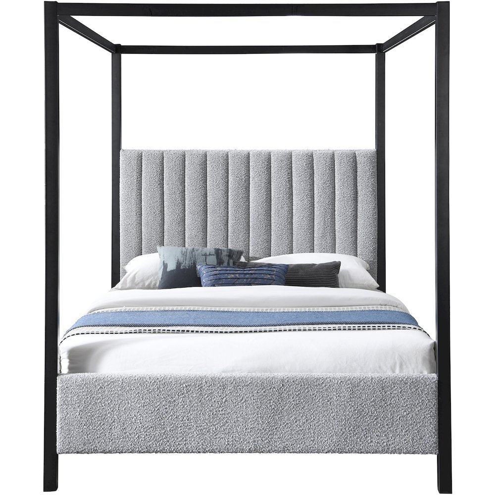 Kelly Grey Boucle Fabric King Bed