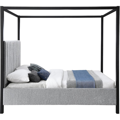Kelly Grey Boucle Fabric King Bed