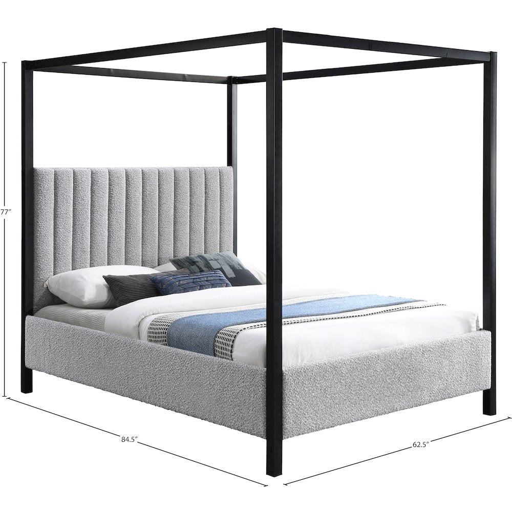 Kelly Grey Boucle Fabric Queen Bed