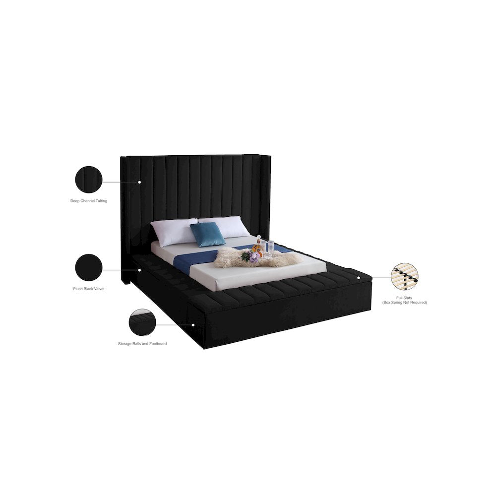 Kiki Black Velvet Full Bed