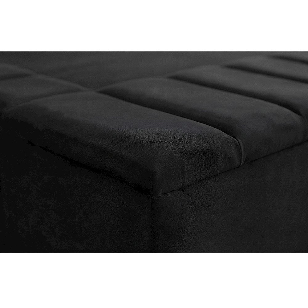 Velvet Platform Bed Frame with Wingback Tufted Headboard, King, Black Velvet