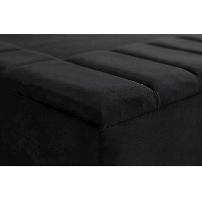 Velvet Platform Bed Frame with Wingback Tufted Headboard, King, Black Velvet