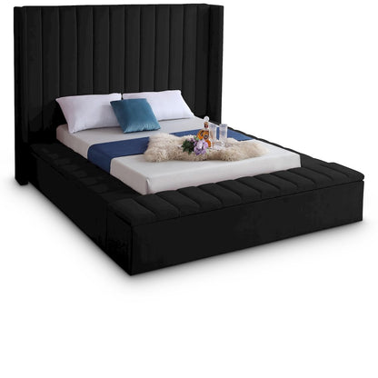 Kiki Black Velvet Queen Bed