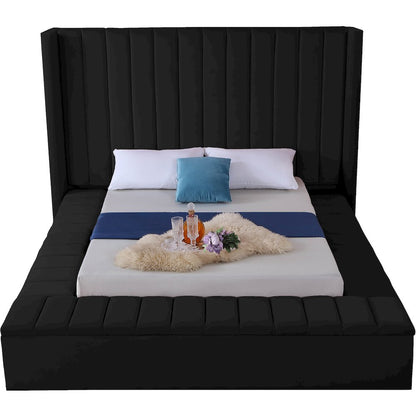 Kiki Black Velvet Queen Bed