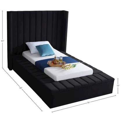 Kiki Black Velvet Twin Bed