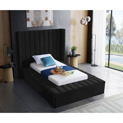 Kiki Black Velvet Twin Bed