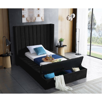 Kiki Black Velvet Twin Bed