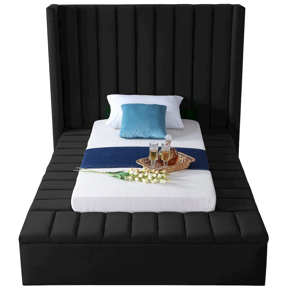 Kiki Black Velvet Twin Bed