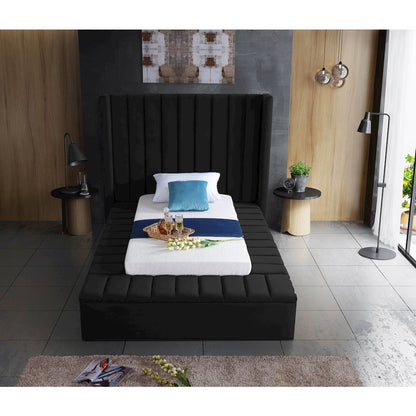 Kiki Black Velvet Twin Bed