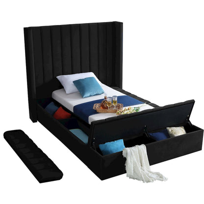 Kiki Black Velvet Twin Bed